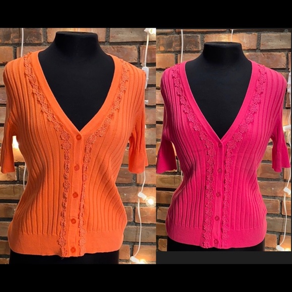 Van Heusen Sweaters - BOTH Van Heusen Orange and Pink Cardigan Sweaters